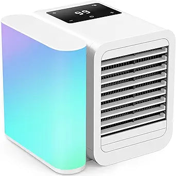 Portable Air Conditioners Fan: Evaporative Mini Air Cooler with 7 Color Night light - USB Personal Air Cooler Desktop Ac Unit for Bedroom Room Office Home (Cream White)