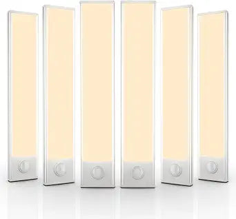 6 Pack Under Cabinet Lighting Wireless, 32 LED Rechargeable Battery Motion Sensor Light Indoor, Stick On Magnetic Closet Lights, Under Counter Lights for Kitchen, Stairs, Warm 8 in