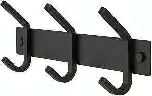 Coat Rack Wall Mount  9 Inch Stainless Steel Small Hook Rail with 3 Double Coat Hooks for Hanging  Wall Mounted Entryway Organizer for Coats, Hats, Bags, Towels, Robes, Bedroom or Bathroom - Black