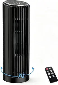PNTCK Personal Tower Fan for Bedroom, 23ft/s Quiet Fans that Blow Cold Air | 4 Speeds Cooling Standing Fan with 4 Speeds, 4 Modes,12H Timer,70 Oscillating Floor Tower Fan for Bedroom Office, 13inch