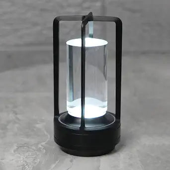 Rechargeable Crystal Table Lamp, 3-Color Touch LED, Black