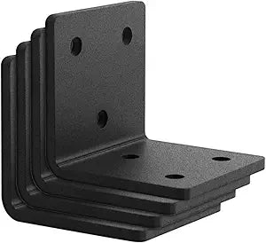 4 Pack Heavy Duty Corner Angle Brackets for Outdoor Framing 3-1/2" x 3-1/2" 90 Degree Thickness 6.5mm(1/4"), L Bracket for Wood 4X4