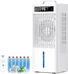 Portable Air Conditioners Fan, Windowless Evaporative Air Cooler 2 Modes & 6 Speeds, 12H Timer for Smart Auto-off, 3-Gals Tank for 20H Cooling,16FT Remote,No Hose Needed,38db Swamp Cooler