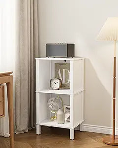 Bookshelf, Modern 2-Tier Bookcase, Open Storage Book Shelf, 11  14.2  27.4 Inches, Small Narrow Bookshelves for Living Room, Home Office, Bedroom, White
