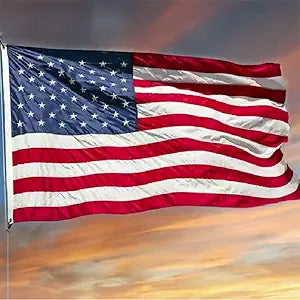 Large 6x10 FT American Flags for Outside,High Wind Durable USA Flag Outdoor, Embroidered Stars,Sewn Stripes,3 solid brass grommets,Heavy Duty Nylon All Weather US Flag