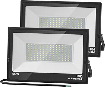 USTELLAR 120W LED Flood Lights Outdoor Hardwired 2Pack Bright 120W Equiv. 24000LM Security Light Outside Lamp IP66 Waterproof 6000K Daylight White Spot Light Exterior Floodlight for Backyard House