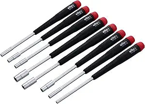 Wiha 26591 Precision Nut Driver Set, 8 Piece, Inch, Tapered Handle, Chrome-Plated Satin Finish