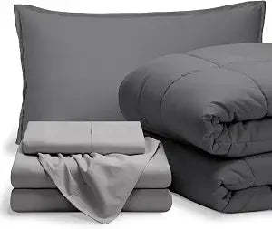 Bare Home Bed-in-A-Bag 5 Piece Set (Twin XL, Grey/Light Grey)