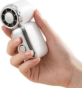 Handheld Fan with Cooling Plate, Portable Mini Turbo Fan, 2400mAh Rechargeable Personal Fan with Ice Compress, Small Battery Operated Hand Fan for Theme Park, Travel, Makeup (White)