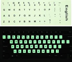 2PCS Pack Universal English Keyboard Stickers Glow in The Dark