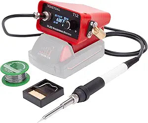 Portable Cordless Soldering Iron Station for Milwaukee 18V Battery, Fast Heating Soldering Iron with T12 Tip, OLED Display Temperature Adjustable Auto Sleep Solder Iron Kit for DIY, Repair(Tool Only)