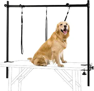 KELIXU Dog Grooming Arm with Clamps - H Shape, Pet Grooming Table Arm with 3 Loop Noose, Pet Grooming Supplies for Large/Medium/Small Pets, 32" Height Adjustable and 34" - 50" Width Adjustable, Black