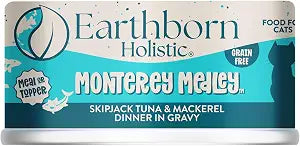 Earthborn Holistic Monterey Medley Skipjack Tuna and Grilled Mackerel Dinner Wet Cat Food, 3-Ounce Per Pacakge, 24-Pack