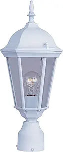 Maxim Lighting Westlake 1-Light Outdoor Post Lantern | White Finish | Clear Glass Shade | Mediterranean Driveway Garden Post Light | 1001WT