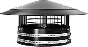 8" Round Chimney Cap, Stainless Steel Cone Top Chimney Cover with Screen, Adjustable and Reinforced Rain Cap for 8 Inch Stove Pipe, Easy Installation (8 inch)