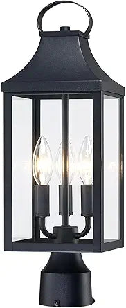 18.62 Post Light Outdoor, Large 3-Light Lamp Post Light Fixture, Modern Pillar Outside Lighting Waterproof Post Lantern Lamp Outdoor Post Light Fixtures Pole Lights for Porch, 1 Pack