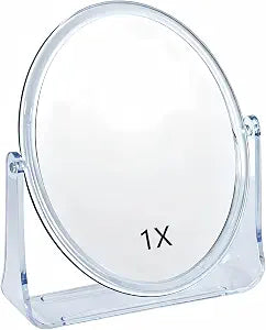 1x/1x Double-Sided Makeup Mirror, Clear Acrylic Desktop Mirror
