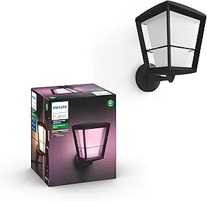 Philips Hue Econic Up Outdoor Smart Wall Light, Black - E26 White and Color Ambiance LED Color-Changing Bulb - 1 Pack - Requires Hue Bridge - Control with Hue App and Voice - Weatherproof