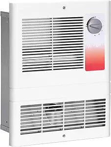 Upgraded High Capacity Wall Heater with Built-In Adjustable Thermostat, Painted Grille, 1500W, 120/240V, White