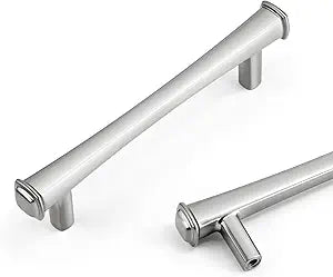 HESTIA HARDWARE 10 Pack 3.75 Silver Cabinet Handle Pulls, Simply Modern Kitchen Handle and Cabinet Hardware | 96mm Satin Nickel Cabinet Pulls, Drawer Pulls and Knobs (Z21.96mm.10.S)