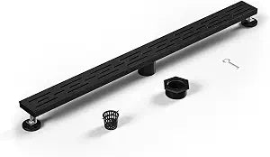 Linear Shower Drain 32" Matte Black 304 Stainless Steel | with Drain Grate| Fast Drainage | Stainless Floor Drain Grate | Hair Strainer | Drain Key | The Upgrade for Your Bathroom