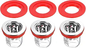 uxcell Floor Drain Anti-Odor Core, Shower Floor Drain Backflow Preventer Sewer Core Hair Catcher for 32-50mm/1.3-2" Pipes in Bathroom Kitchen Balcony, Red 2 Sets