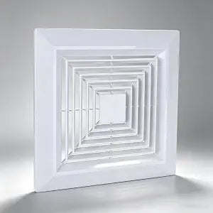 12x12 In White Bathroom Exhaust Fan Cover, Square Vent Grille with Springs