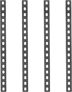 GBGS 4 Pack 16" Black Mending Plate,Slotted Flat Bar Brackets,1/8" Thick