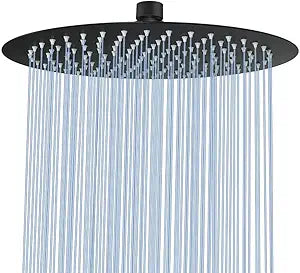 NearMoon Rain Shower Head, Ultra-Thin Design-Pressure Boosting, Awesome Some Experience, High Flow Stainless Steel Rainfall Head (12 Inch, Matte Black)