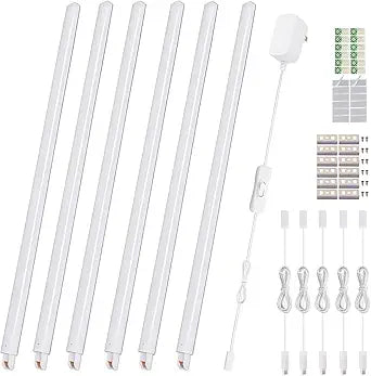 Cefrank LED Under Cabinet Lighting 6-Pack 12 inch Seamlessly Linkable Strip Light Bars for Cabinet, Kitchen, Shelf, Workbench, Cupboard, 1200 Lumen, Warm White 3000K