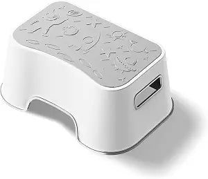 UNCLE WU Step Stool for Kids and Adults  Non-Slip Toilet Squatting Stool, 200 lbs Capacity, Potty Training Step Stool for Toddlers, Better Posture Bathroom & Sink Use(Gray White)