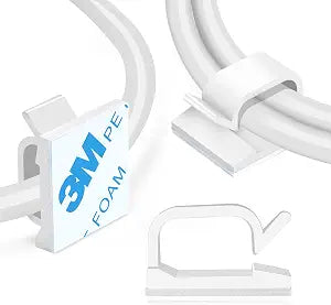 XHF 60PCS 3/4 White Adhesive Cable Wire Wall Light Clips, Cord Holder