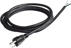 VSEER 6Ft 12 Gauge 3 Prong Heavy Duty Universal AC Appliance Replacement Power Supply Cord Cable with Open End, SJT 12AWG 20Amp Conductor Wire Extension Cable, Black