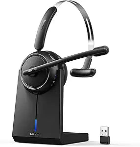 LEVN Wireless Headset 5.2, Wireless Headset with Mic for Work with(Noise Cancelling),Bluetooth Headphones for Work from Home/Office/PC/Computer/Center(Black)
