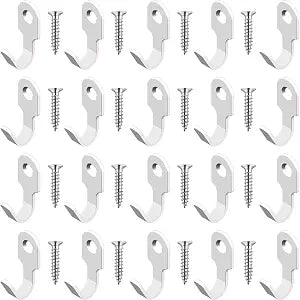 20Pcs Small J Hook White 304 Stainless Steel Wall Mounted Mini Hook Hanger for Towel, Picture, Mirror, Key Chain, with Screws