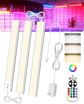 RGB Under CabinetLights Plug in,12 Inch,3-Panel Wired Parallel