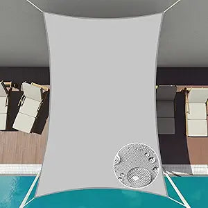Patio Paradise 12' x 12' Sun Shade Sail Waterproof Gray Rectangle Shade Canopy UV Block Tarp Cloth Outdoor Patio Cover for Garden Backyard Deck Awning