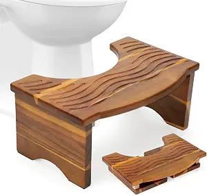 Toilet Stool Foldable,Acacia Wood Poop Stool forfor Bathroom,7 Inch