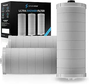 SparkPod Ultra Shower Filter Cartridge - High Output Shower Head Filter Cartridge Replacement - Unique Filtration Method Removes Up To 95% of Chlorine, Heavy Metals, Sediments & Impurities (3 Pieces)