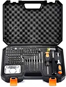 KNINE OUTDOORS Screwdriver Set Engineering Repair Kit Maintenance Tools Durable Construction Accessories with Ratcheting Wrench Rubber Mallet Bits Wrenches Adapters Pin Punches, 100 Set