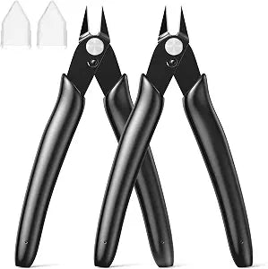 Jewelry Pliers Craft Wire Cutters Diagonal Flush Cutters 5" Black 2-Pack