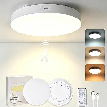 10,000 mAh Rechargeable Motion Sensor Ceiling Light (2 Pack)