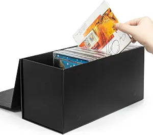 tutata CD Storage Box, DVD Storage Box- Durable 5.2 x 5.75 x 12 Inch Disc Holders with Lids, Store up to 30 CDs- Black 1 PACK