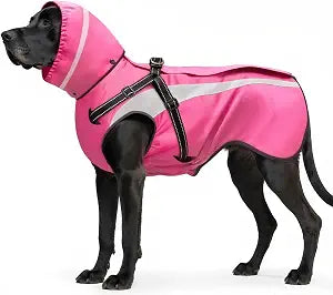 Dog Raincoat Waterproof Raincoats for Dog Reflective Dogs Rain Jackets with Hood Hoodie Pet Rain Poncho Coat for Small Medium Large Dogs Puppies S-XXL (Pink, L)