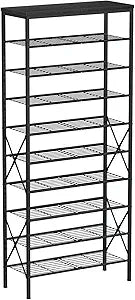 10 Tiers Shoe Storage Organizer, Large Capacity Shoe Shelf Holds 32 Pairs of Shoes,Black