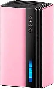 UBBO 95oz Dehumidifiers for Home, 1000 Sq.Ft Dehumidifier with drain hose - Auto Shut Off, Timer, Sleep Mode & Drain Hose - 7 Color Light for Bedroom, Bathroom, RV - Pink