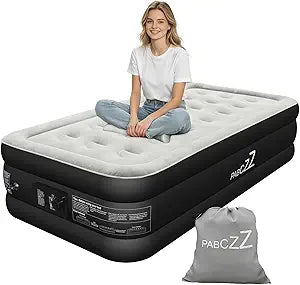 air Mattress, 18-inch Thickened Twin air Mattress, Suitable for Home use, Camping and Travel, Features Quick Inflation and deflation to Save You time (Black, Twin)