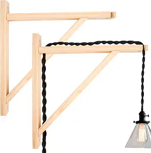 4 Pack Wall Mount Natural Wood Bracket Solid Bracket Shelf Supports Kits for Sconces Pendant Lights Swag Lamps Lighting Lamps Hanging Farmhouse Design DIY Project with Screws