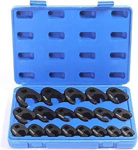 Yonligonju 19PC Crowfoot Flare Nut Wrench Set, Large & Small Metric, Fits 8 to 32 mm Flare Nuts, Works with 3/8" and 1/2" Drives Ratchets Extenders for Nut Removal
