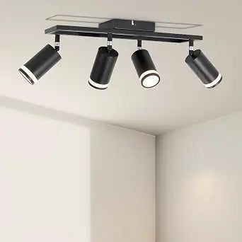 4-Light Track Lighting Fixtures Ceiling, GU10 Black Led Ceiling Spotlight